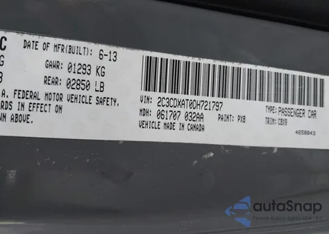 2013 Dodge Charger Police from USA, damaged, VIN 2C3CDXAT0DH721797